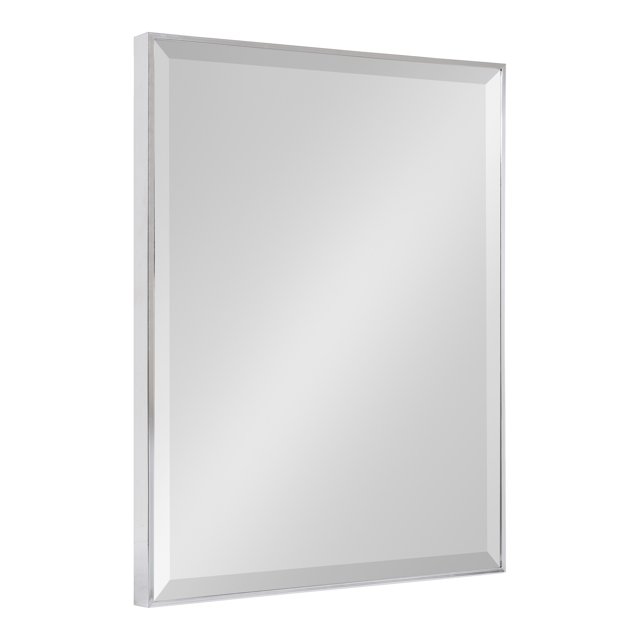 Kate and Laurel Rhodes Large Framed Decorative Rectangle Wall Mirror, 22.75x28.75 Chrome Silver