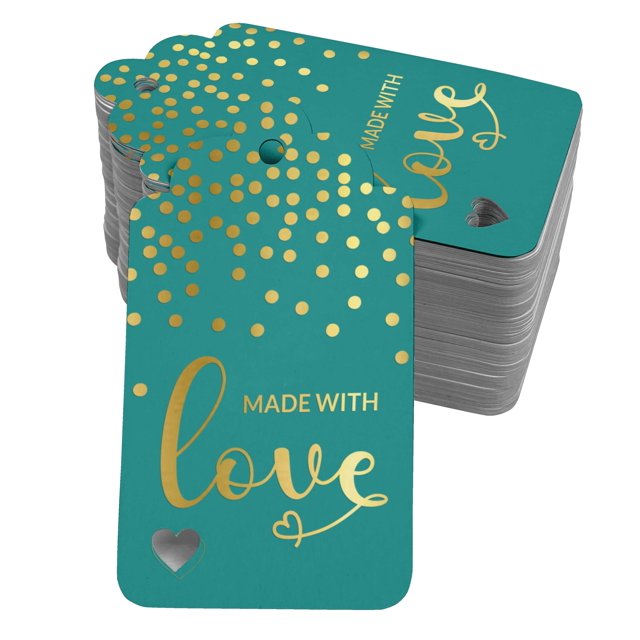 Inkdotpot Real Gold Foil Made With Love Text Tags Favor Hang Paper Tags 50 Pack