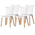 thumbnail image 1 of Modern Plastic Dining Chair Windsor Design with Beech Wood Legs, White Set of 4, 1 of 7