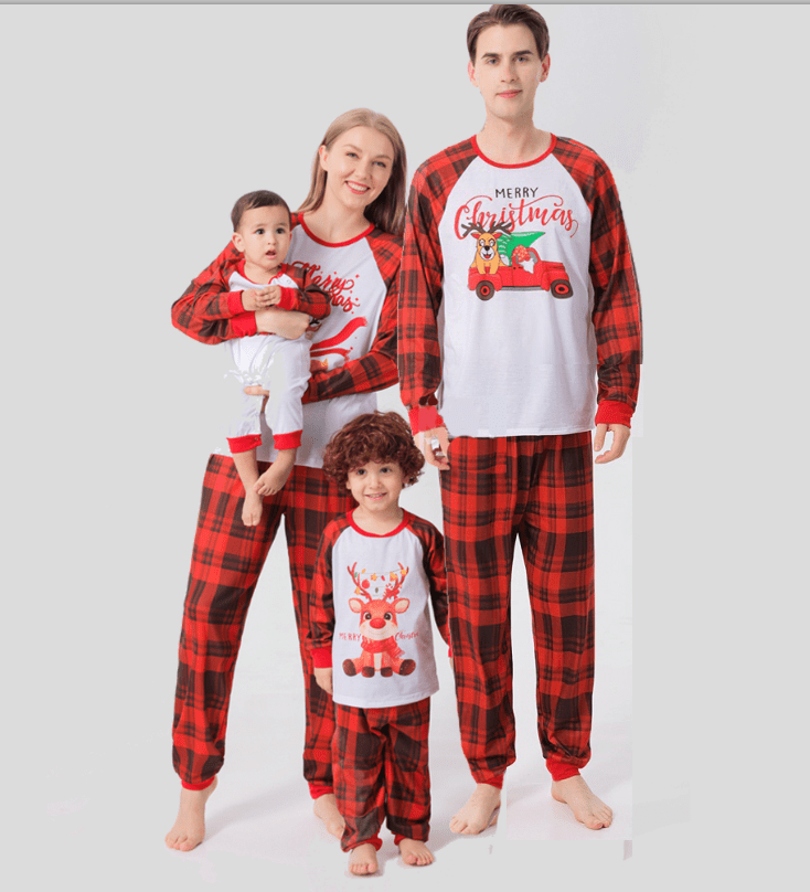 Holiday Christmas Matching Family Pajamas Reindeer