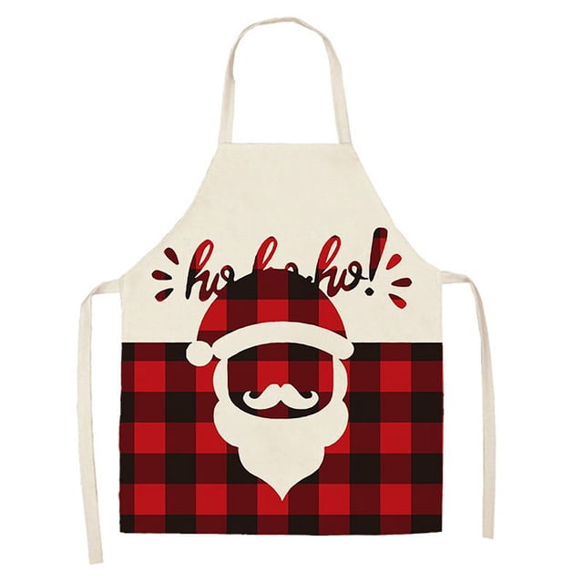 Oleegame 1PC Pretty Apron Christmas Kitchen Cooking Aprons Plaid Aprons Adjustable Buffalo Plaid Baking Apron