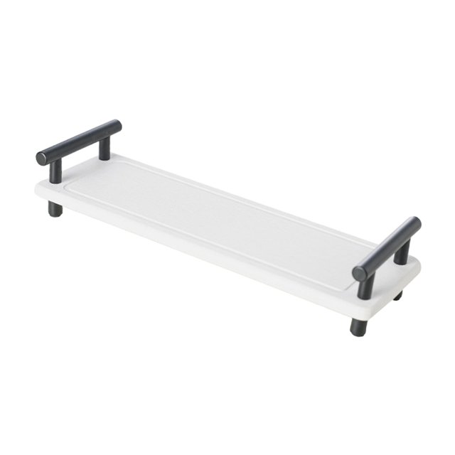 Bathroom Sink Organizer, Fast Drying Sink Tray Versatile Simple Decorative Tidy white black handle