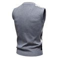 thumbnail image 2 of Erwazi Chandail Sans Manches à Col en V pour Homme, Extensible, Coupe Ajustée, Décontracté, à Motif Argyle, 2 of 3