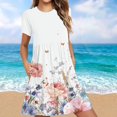 thumbnail image 2 of Weiqiqre Robes pour Femmes Été Décontractées à Manches Courtes Col Ras du Cou Robes T-Shirt Amples Évasées Mini avec Poches, 2 of 5