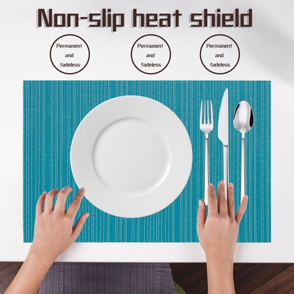 Clearance Sales Today Deals Prime YFKFYTG Desk Mat,Green PVC Placemat,Plain Horizontal Stripe Design,Durable Table Protection