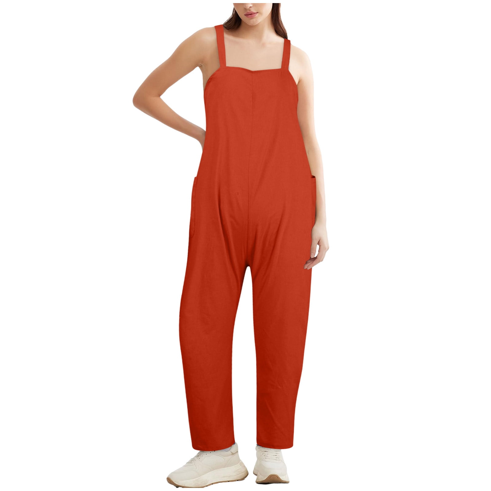 HBFAGFB Combinaison Femme Mode Décontractée Salopette Ample Pantalon Léger Rouge Taille TTTG