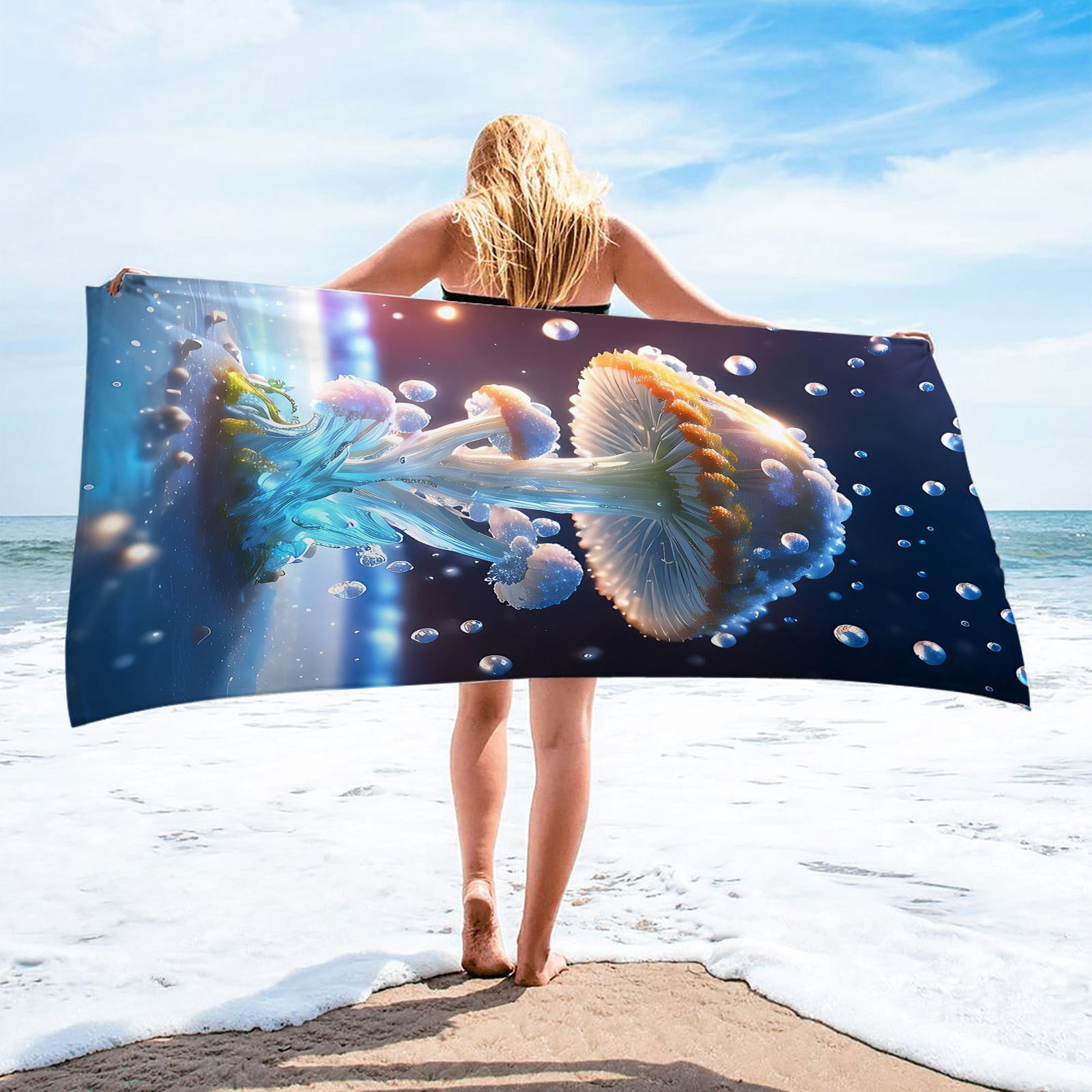 Dvkptbk Beach Towel Microfiber Beach Towel Super Lightweight Colorful Bath Towel Sandproof Beach Blanket Multi-Purpose Towel for Travel Swimming Pool 30x60 Inch Beach Essentials on Clearance