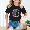 thumbnail image 2 of PMVFHDE Hauts pour Filles T-Shirts pour Filles T-Shirts Graphiques T-Shirts pour Fille Hauts d'Été Tendance pour Filles Hauts d'Été pour Fille T-Shirt Graphique Mignon pour Fille Col Rond Manches Courtes T-Shirt d'Été Noir, 8-9 Ans, 2 of 5