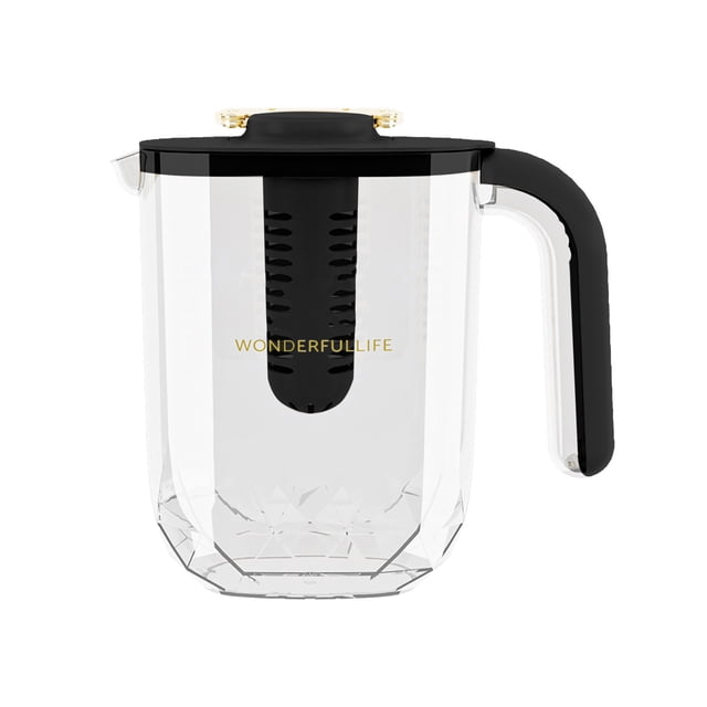 Bouilloire Froide avec Robinet 1,8 L Distributeur d'Eau de Réfrigérateur Filtre Théière à Fruits Contenant de Limonade Grande Capacité Pichet Refroidisseur en Plastique Pichet de Réfrigérateur Couleur Noire Infuseur de Fruits Pichet d'Eau