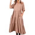 thumbnail image 1 of Gspmoly Robes pour Femmes, Robe d'Été Décontractée pour Femmes à Col Rond, Unie, Sans Manches, Longue, Robe de Cocktail, Aubaines du Jour, 1 of 5