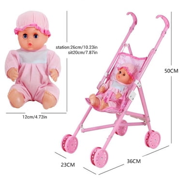 Poussette Jouet pour Poupée Bébé Jouet de Jeu d'Imitation Poupée Bébé avec Ensemble Chariot Poussette Jouet pour Poupée Bébé Ensemble de Jouets de Jeu d'Imitation pour Enfants