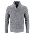 thumbnail image 1 of Men's Half High Neck Pullover Bottom Shirt Slim Winter Half Zipper Knit Simple Solid Colour Sweater Clothes, 1 of 2