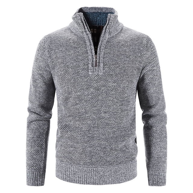 Men's Half High Neck Pullover Bottom Shirt Slim Winter Half Zipper Knit Simple Solid Colour Sweater Clothes