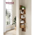 thumbnail image 3 of VASAGLE Corner Shelf, 5-Tier Floating Wall Shelf with Zigzag Design, Bookshelf, Rustic Brown, 3 of 5