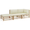 thumbnail image 1 of vidaXL 3 Piece Garden Lounge Set with Cream White Cushions Bamboo, 1 of 5