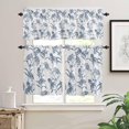 thumbnail image 1 of Vintage Floral Plant 3-Piece Kitchen Curtain Set, Rod Pocket Kitchen Curtain Valance and Tiers Set, Washable Drape Window Treatment Set, Blue Spring Summer, 1 of 1