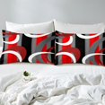 thumbnail image 4 of Erosebridal Ensemble de Draps Rouge Gris Noir Blanc Grand Lit, Ensembles de Literie à Rayures Géométriques Format Grand Lit, Déco de Chambre Moderne 4 Pcs, 4 of 7