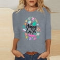 thumbnail image 2 of RKSTN Hauts Grande Taille pour Femmes Œufs de Pâques Mignons Imprimés Lapin Coupe Ample Col Rond Manches 3/4 Printemps Été Blouse Douce, 2 of 4