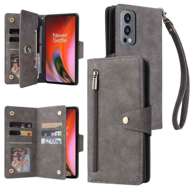 Case for OnePlus Nord 2 5G Magnetic Leather Zipper Wallet Cover Card Holder