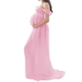 thumbnail image 4 of Julyccc Robe Maxi de Maternité à Épaules Dénudées avec Fente avant pour Séance Photo, 4 of 4