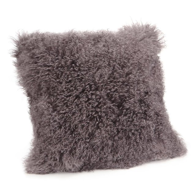 Moe's Oreiller en Fourrure d'Agneau Grand Gris