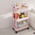 thumbnail image 2 of Kitchen Storage Cart 3-layer Black With Armrests Storage Rack Bathroom Toilet Toiletries Storage Cart, 2 of 7