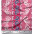 thumbnail image 1 of Soimoi Pink Silk Fabric Stripe & Paisley Fabric Prints By Yard 42 Inch Wide, 1 of 3
