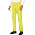 thumbnail image 4 of INSPIRE CHIC Men's Slim Fit Trousers Flat Front Solid Color Business Pants 28 Yellow, 4 of 7