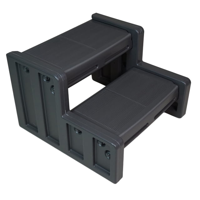 Vinyl Works Escaliers de Spa et Spa Junior en Résine de 22 Pouces, Polyvalents, en Noir, avec Conception à Deux Marches et Marches Antidérapantes pour une Escalade Sécuritaire. Fabriqués en Plastique Moulé durable et Protégé contre les UV, Ces Escaliers Supportent jusqu'à 300 Livres et Ne Nécessitent Aucun Outil pour l'Assemblage. Convenant à l'Utilisation avec des Spa, spas, Piscines et Assez Polyvalents pour les garages, les VR Ou les sites de camping.