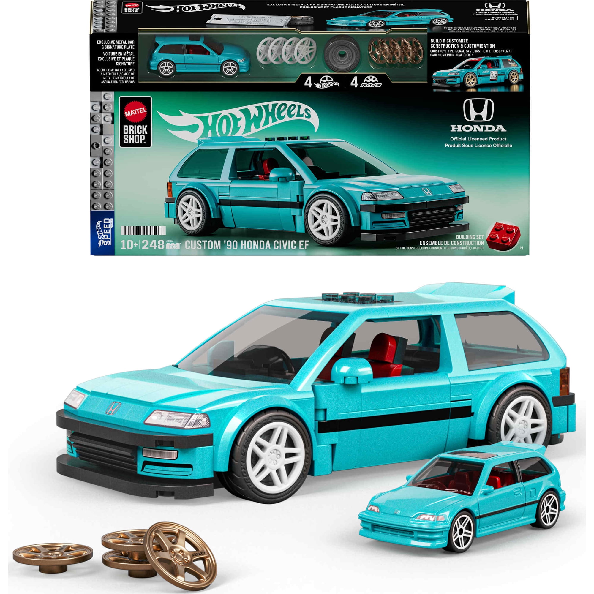 ホットウィール ブリックショップ カスタム '90 ホンダ シビック EF Mattel Brick Shop Hot Wheels Custom '90 Honda Civic EF Building