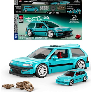 Mattel Brick Shop Hot Wheels Custom ’90 Honda Civic EF Building Toy Kit (248 Pieces), for Collectors