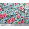 thumbnail image 3 of Soimoi Satin Silk Fabric Leaves & Rose Flower Printed Fabric 1 Yard 42 Inch Wide, 3 of 3