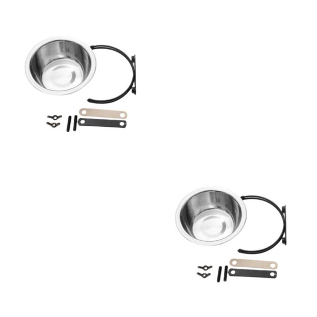 Maytalsory Reduce Spills And Mess Disassembled Pet Bowl Silver With Convenient 21CM 2Set