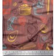 thumbnail image 1 of Soimoi polyester Crepe Fabric Vegetables,Jar & Cups Printed Fabric 1 Yard 42 Inch Wide, 1 of 3