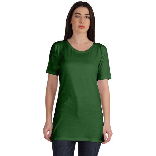 Inkmeso Plain Basic Tshirt Long Length Tee Short Sleeve Workout Top For Women