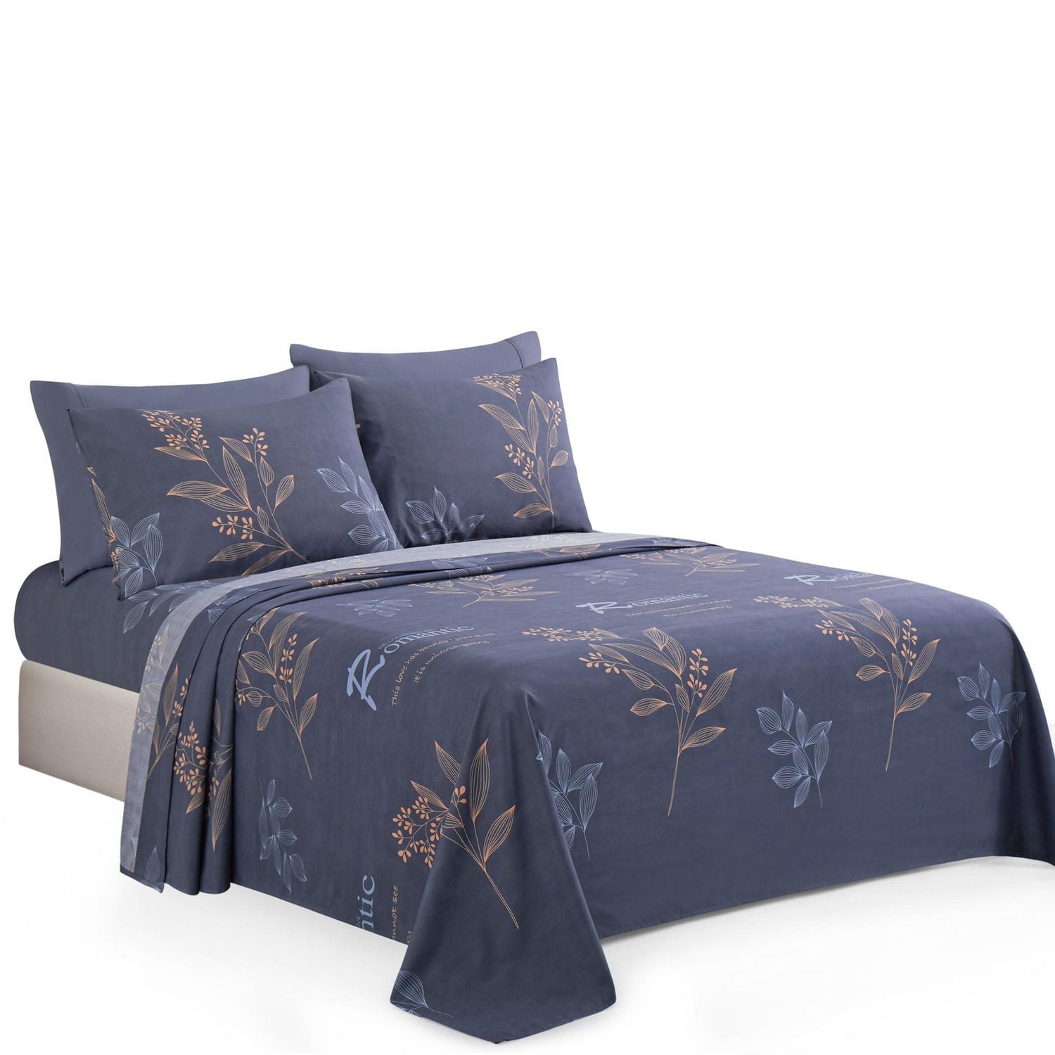 Literie Marina Décoration ultra douce et soyeuse, imprimée, en rayonne de bambou, toutes saisons, avec taies d'oreiller, motif floral romantique