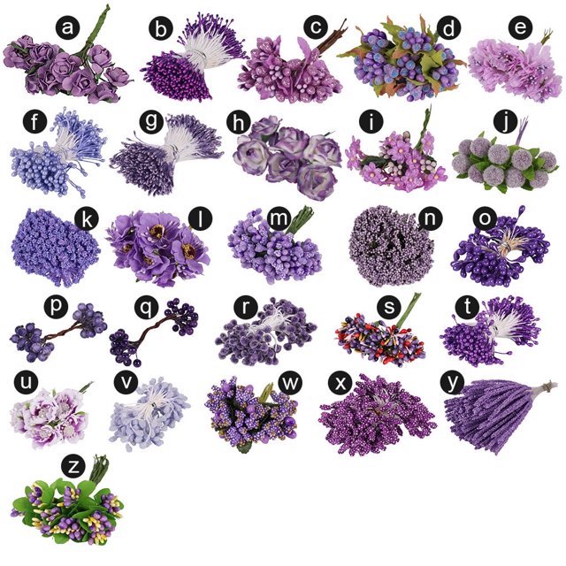 VONKY Plastic Flower Heads Handmade DIY artificial Simulation Bouquet Stamen for Wedding Gift Decoration 10Pcs Type 25