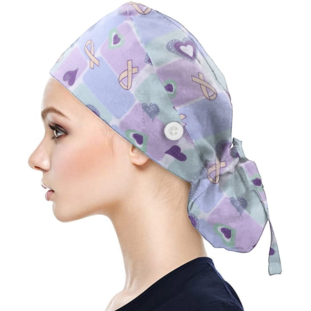Bonnet de Sarrau avec Boutons, Bonnet Bouffant avec Bande Anti-Sueur pour Femmes et Hommes