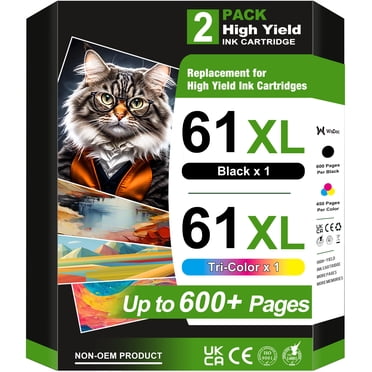 61XL Cartouche d'Encre Compatible pour HP Ink 61 Compatible pour HP 61 Cartouche d'Encre pour HP Envy 5530 4500 Officejet 4630 4635 Desket 2540 1000 1510 Imprimante (1 Noir,1 Couleur)