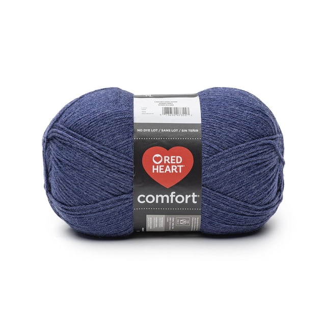 Red Heart® Comfort® Fil, Uni, Acrylique #4 Moyen, 16oz/454g, 867 Verges, un Grand Écheveau Bleu Foncé avec une Étiquette Noire Affichant le logo Red Heart et des Informations sur le Produit, un Fil Acrylique de Poids worsted Convenant au Tricot, au crochet et à la Confection de Jetés Ou de Couvertures.