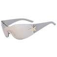 thumbnail image 2 of Fashion Men Women Star Wrap Around Sunglasses Cycling Rimless Futuristic Sunglasses, 2 of 4