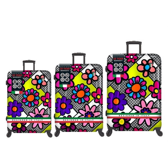 TUCCI Italy Pop Art Flower Dots 3 PC Sets (20", 24", 28") Luggage Suitcases