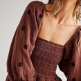 thumbnail image 3 of Fortune Robe Bohème pour Femme Décontractée à Manches Bouffantes, Robes Brodées à Fleurs, Robe Midi Fluide à Volants Boho, 3 of 9
