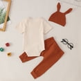 thumbnail image 3 of MIASHUI Baby Boys My First Easter Outfits Clothes Bunny Bodysuit with Rabbit Hat,Khaki,0-3 Months, 3 of 9