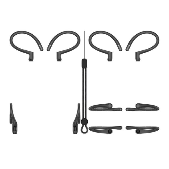 Universal Silicone Ear Hooks for AirPods 1/2/3/Pro/Pro 2 Earpiece - Secure Fit Anti-Slip Memory Steel Wire Accessory with Lanyards (2 Pack)