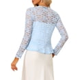 thumbnail image 3 of INSPIRE CHIC Women's Floral Lace Cardigans Tie Front Ruffled Hem Sheer Crop Bolero Shrug XL Light Blue, 3 of 6
