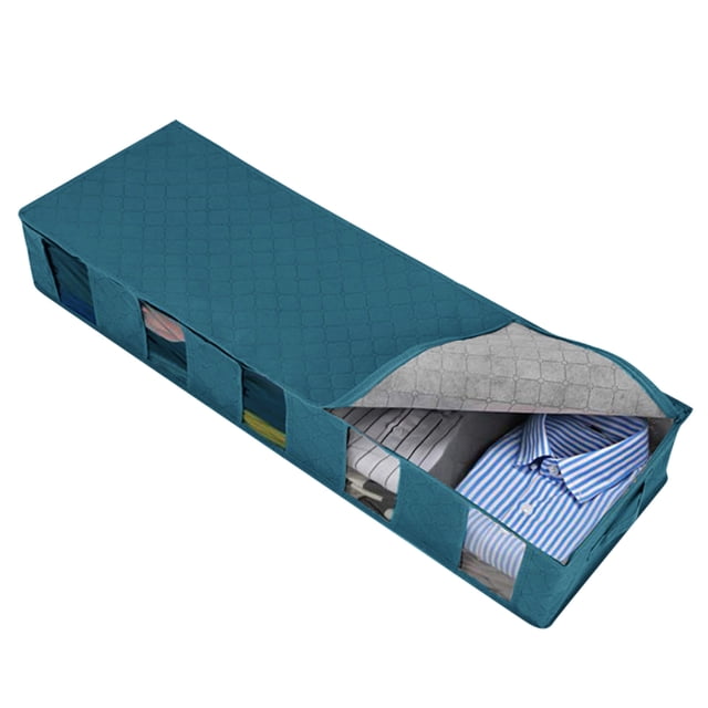 Foldable Under Bed Storage Bag - Non-Woven Fabric, 5 Compartments with Transparent Window, For Clothes/Toys