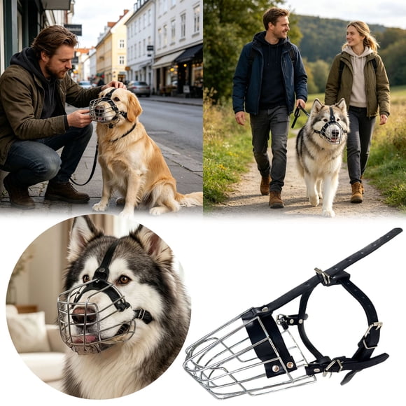 Outdor Metal Wire Muzzle For Medium And Large Dogs Adjustable Muzzle With Strap Training And Muzzle