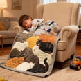 thumbnail image 3 of Flocking Cats Sleeping Patterns Flannel Blanket, 3 of 5