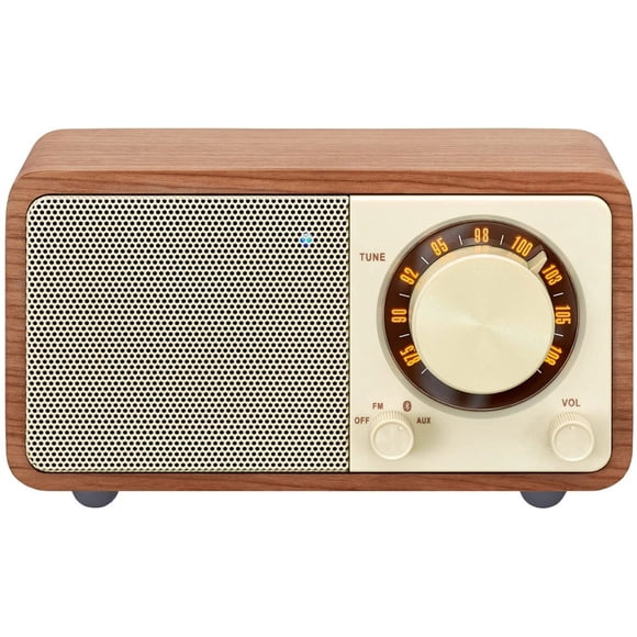 Sangean WR-7WL Haut-Parleur Bluetooth Mini en Armoire en Bois avec Syntoniseur FM et Entrée AUX Noyer/bois